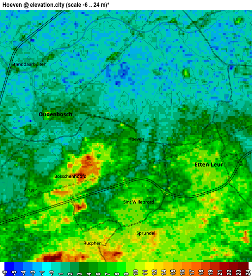 Zoom OUT 2x Hoeven, Netherlands elevation map