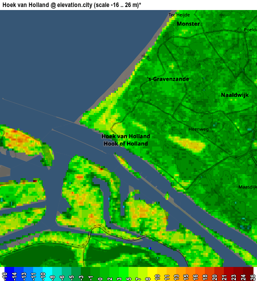 Zoom OUT 2x Hoek van Holland, Netherlands elevation map