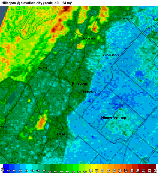 Zoom OUT 2x Hillegom, Netherlands elevation map