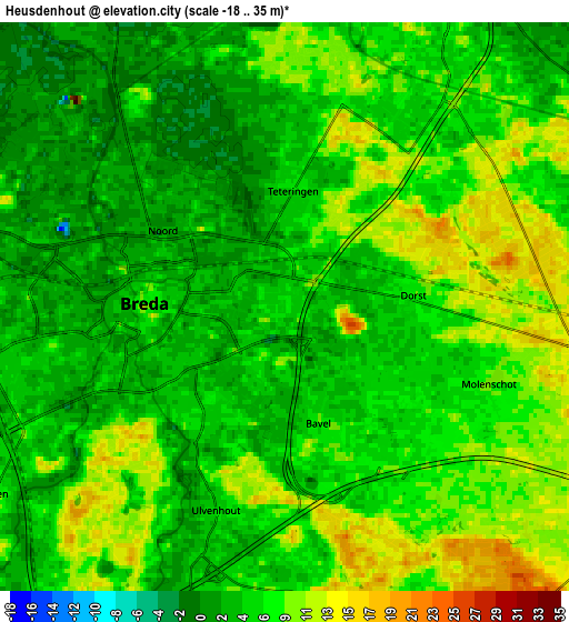 Zoom OUT 2x Heusdenhout, Netherlands elevation map