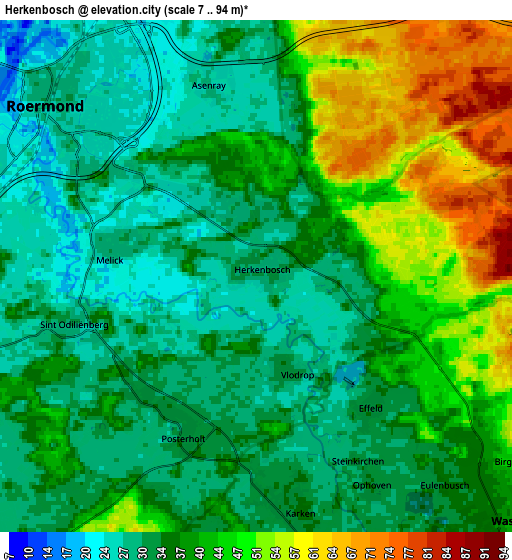 Zoom OUT 2x Herkenbosch, Netherlands elevation map