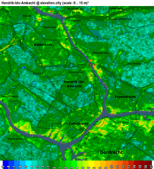 Zoom OUT 2x Hendrik-Ido-Ambacht, Netherlands elevation map