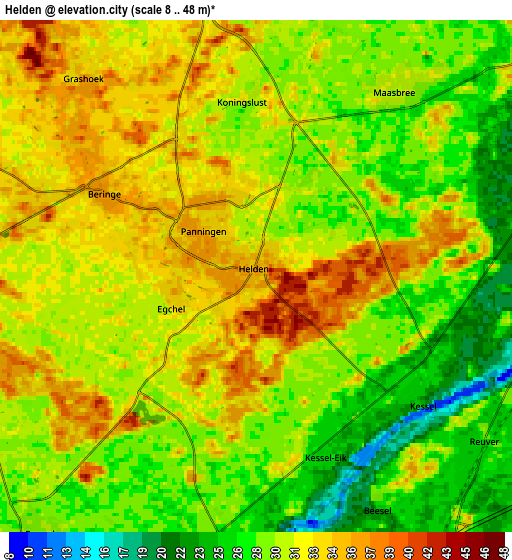 Zoom OUT 2x Helden, Netherlands elevation map