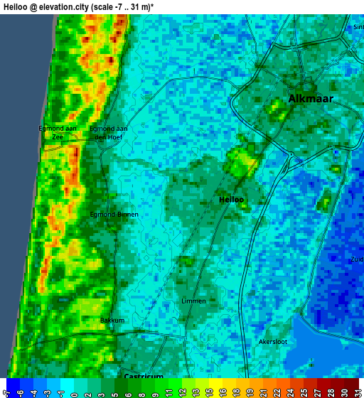 Zoom OUT 2x Heiloo, Netherlands elevation map