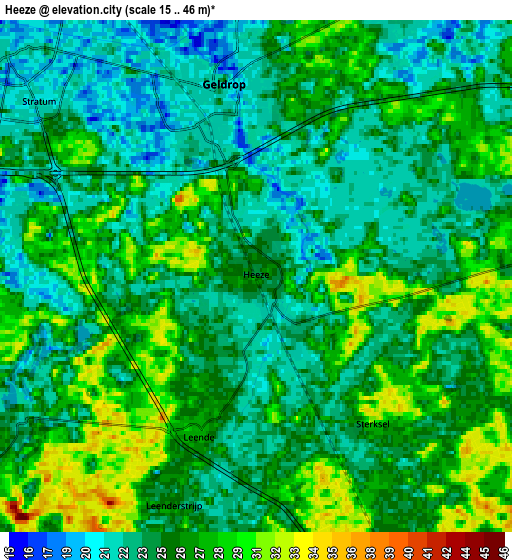 Zoom OUT 2x Heeze, Netherlands elevation map