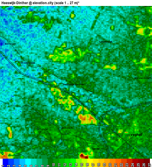 Zoom OUT 2x Heeswijk-Dinther, Netherlands elevation map