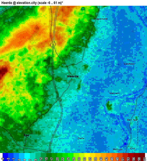 Zoom OUT 2x Heerde, Netherlands elevation map