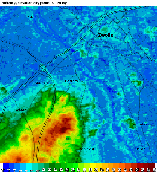 Zoom OUT 2x Hattem, Netherlands elevation map