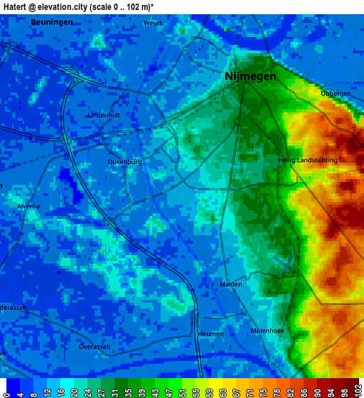 Zoom OUT 2x Hatert, Netherlands elevation map