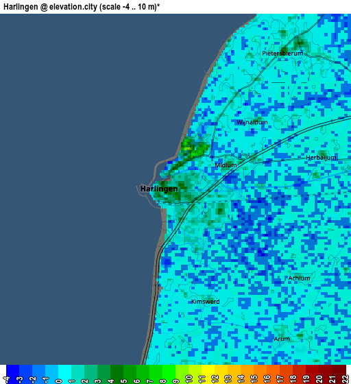 Zoom OUT 2x Harlingen, Netherlands elevation map