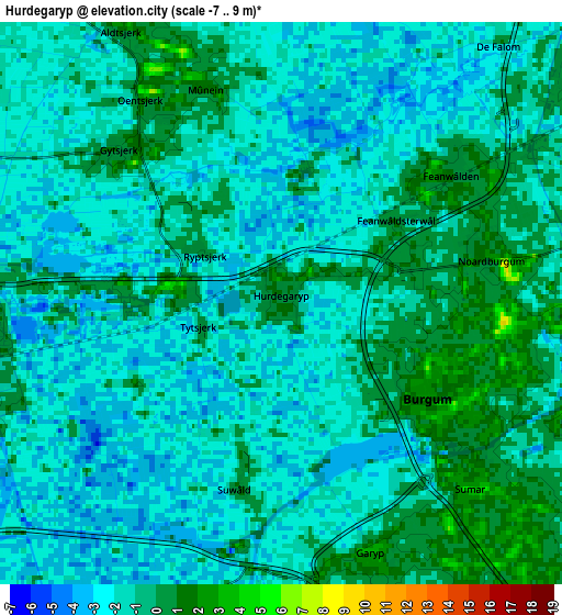 Zoom OUT 2x Hurdegaryp, Netherlands elevation map