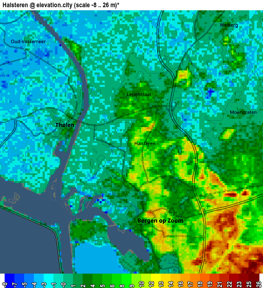 Zoom OUT 2x Halsteren, Netherlands elevation map