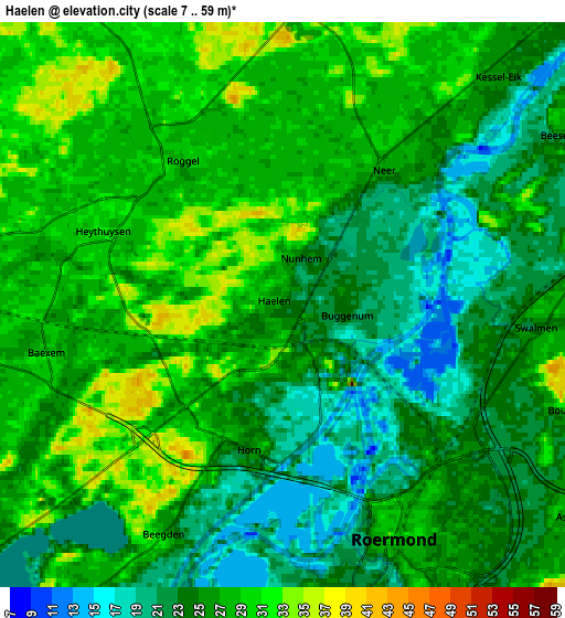 Zoom OUT 2x Haelen, Netherlands elevation map