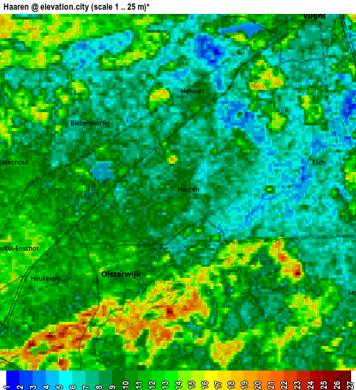 Zoom OUT 2x Haaren, Netherlands elevation map