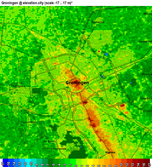 Zoom OUT 2x Groningen, Netherlands elevation map
