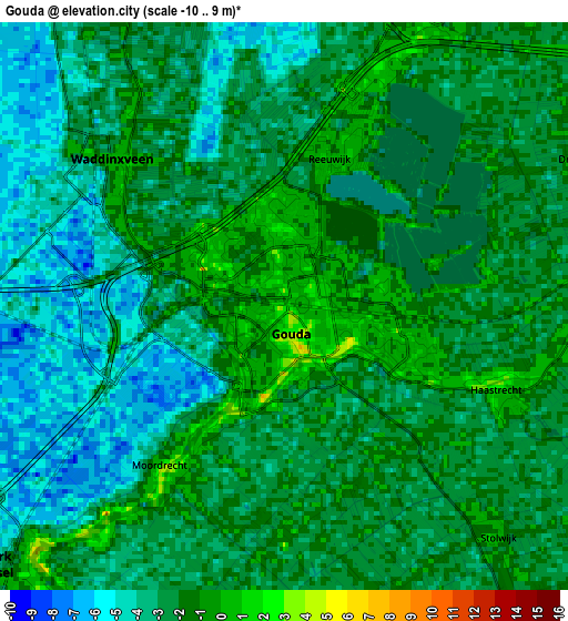 Zoom OUT 2x Gouda, Netherlands elevation map