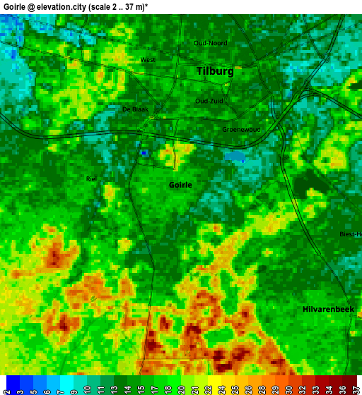 Zoom OUT 2x Goirle, Netherlands elevation map