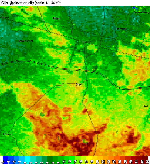 Zoom OUT 2x Gilze, Netherlands elevation map