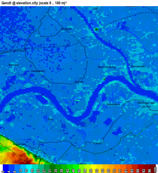 Zoom OUT 2x Gendt, Netherlands elevation map