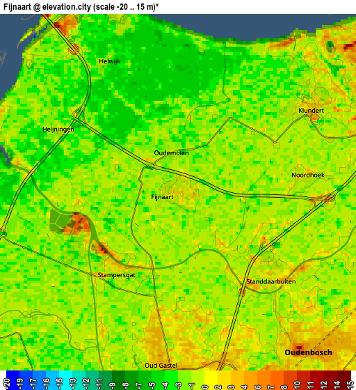 Zoom OUT 2x Fijnaart, Netherlands elevation map