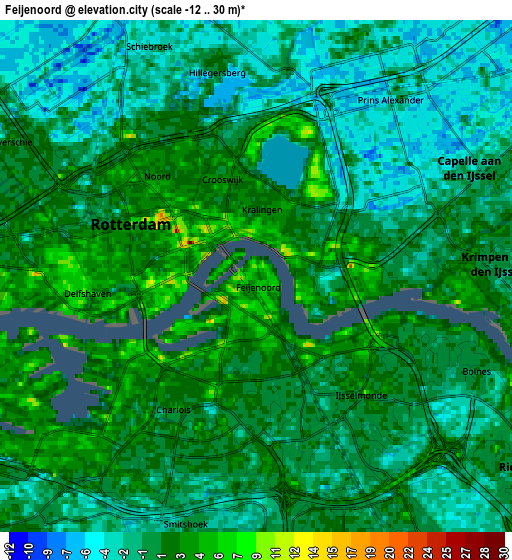 Zoom OUT 2x Feijenoord, Netherlands elevation map