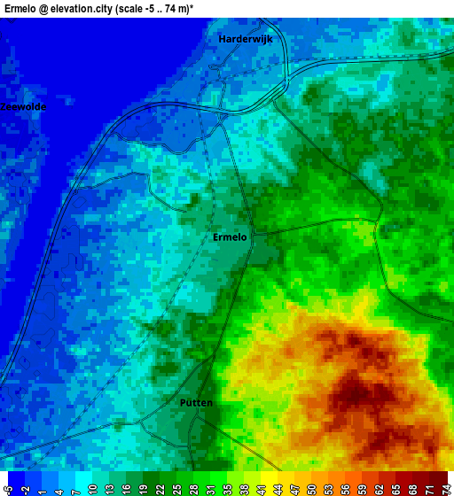 Zoom OUT 2x Ermelo, Netherlands elevation map