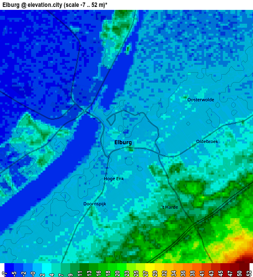 Zoom OUT 2x Elburg, Netherlands elevation map