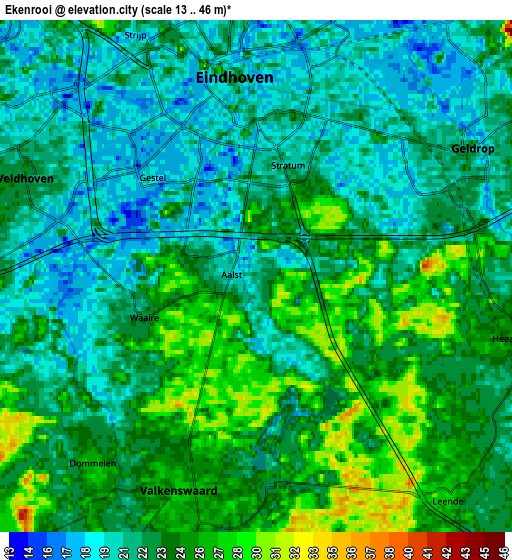 Zoom OUT 2x Ekenrooi, Netherlands elevation map