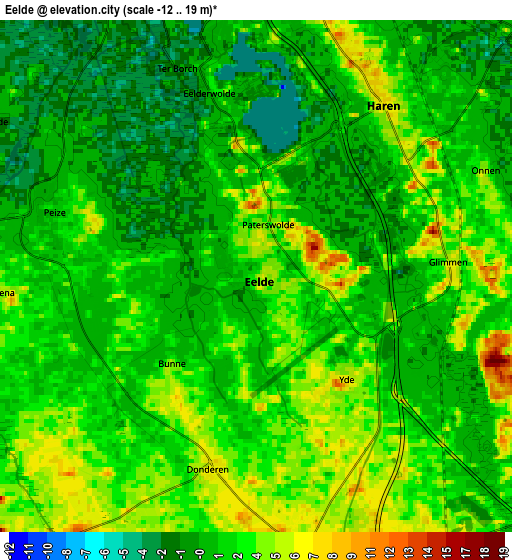 Zoom OUT 2x Eelde, Netherlands elevation map