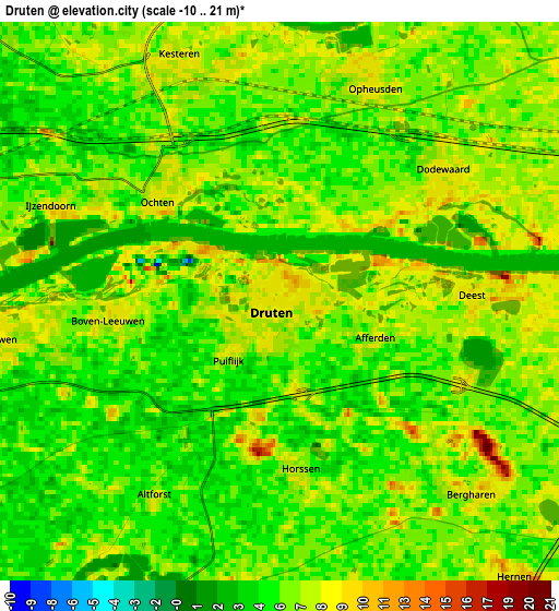 Zoom OUT 2x Druten, Netherlands elevation map