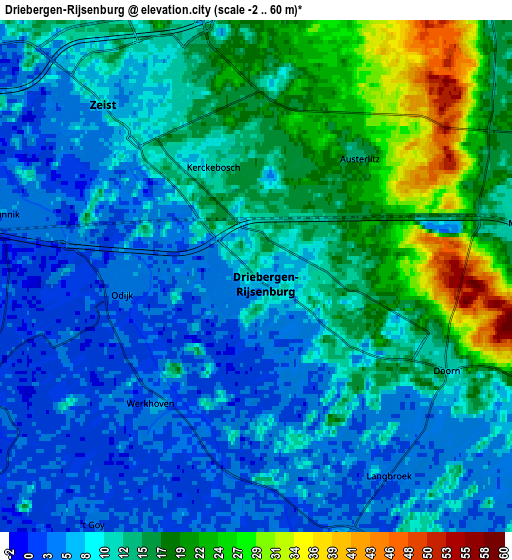 Zoom OUT 2x Driebergen-Rijsenburg, Netherlands elevation map