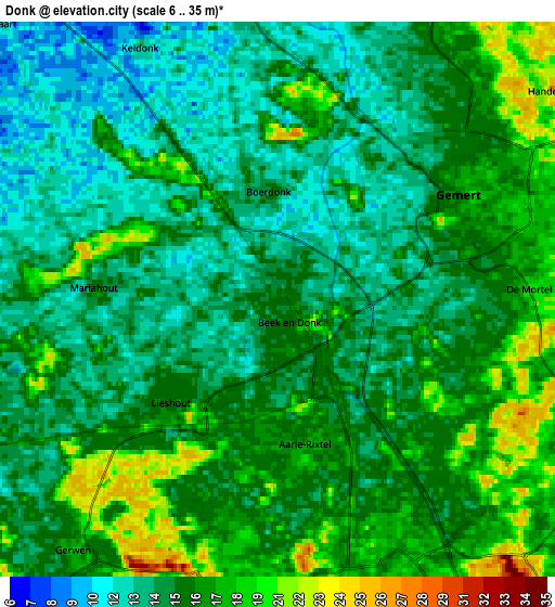 Zoom OUT 2x Donk, Netherlands elevation map