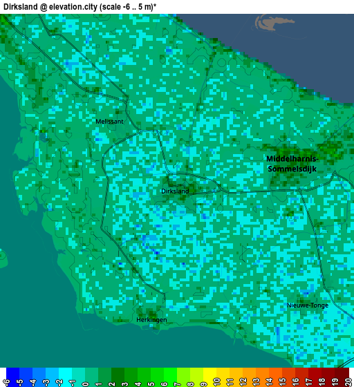 Zoom OUT 2x Dirksland, Netherlands elevation map