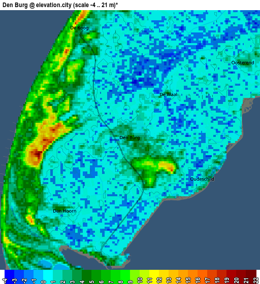 Zoom OUT 2x Den Burg, Netherlands elevation map