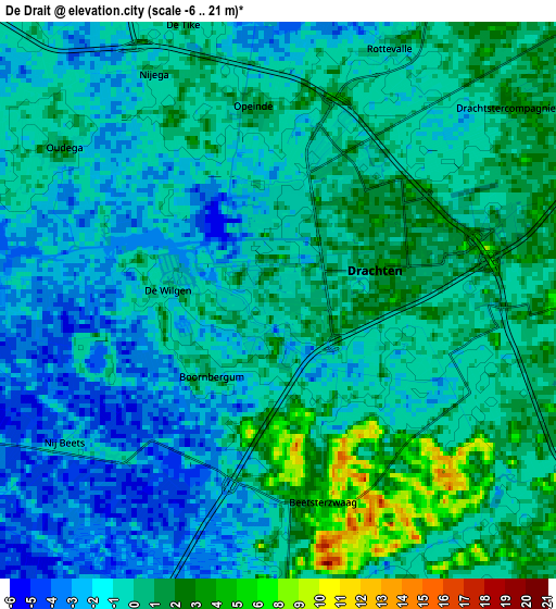 Zoom OUT 2x De Drait, Netherlands elevation map