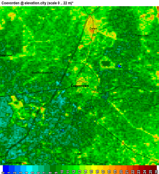 Zoom OUT 2x Coevorden, Netherlands elevation map