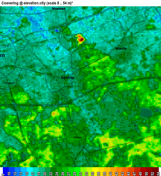 Zoom OUT 2x Coevering, Netherlands elevation map