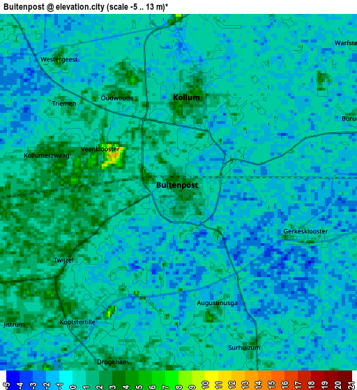 Zoom OUT 2x Buitenpost, Netherlands elevation map