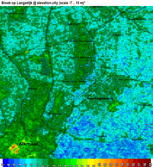 Zoom OUT 2x Broek op Langedijk, Netherlands elevation map