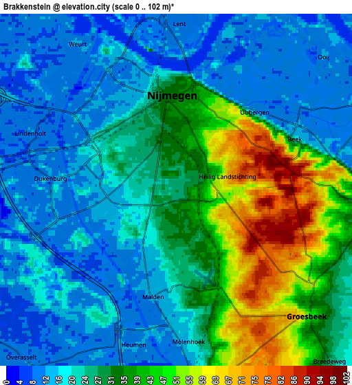 Zoom OUT 2x Brakkenstein, Netherlands elevation map