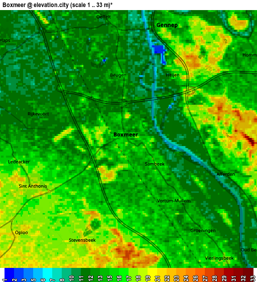 Zoom OUT 2x Boxmeer, Netherlands elevation map