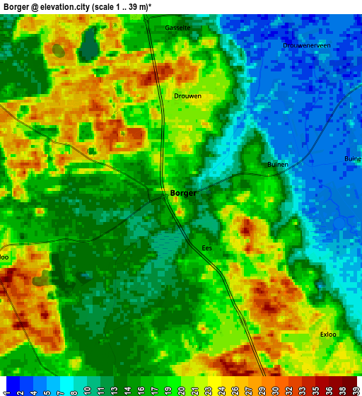 Zoom OUT 2x Borger, Netherlands elevation map