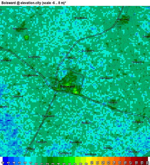 Zoom OUT 2x Bolsward, Netherlands elevation map