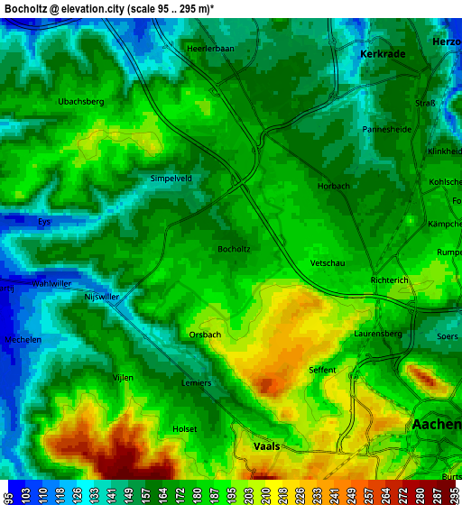 Zoom OUT 2x Bocholtz, Netherlands elevation map