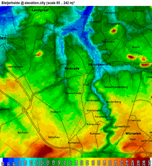 Zoom OUT 2x Bleijerheide, Netherlands elevation map