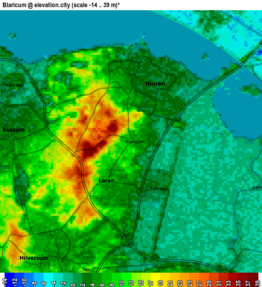 Zoom OUT 2x Blaricum, Netherlands elevation map