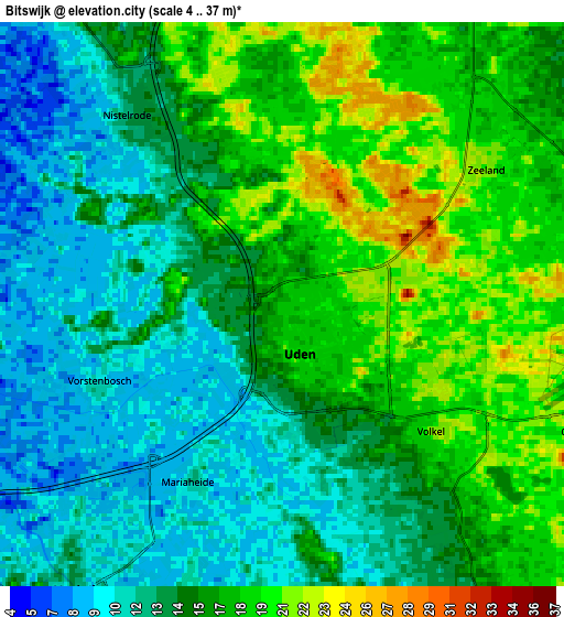 Zoom OUT 2x Bitswijk, Netherlands elevation map