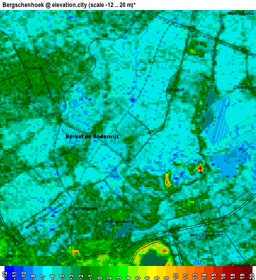 Zoom OUT 2x Bergschenhoek, Netherlands elevation map