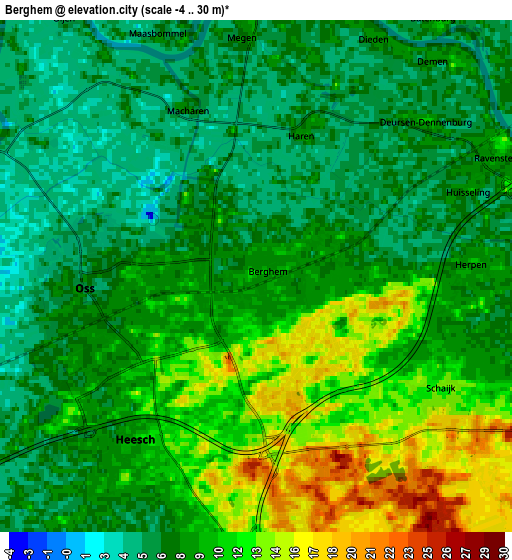 Zoom OUT 2x Berghem, Netherlands elevation map