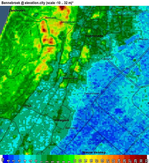 Zoom OUT 2x Bennebroek, Netherlands elevation map